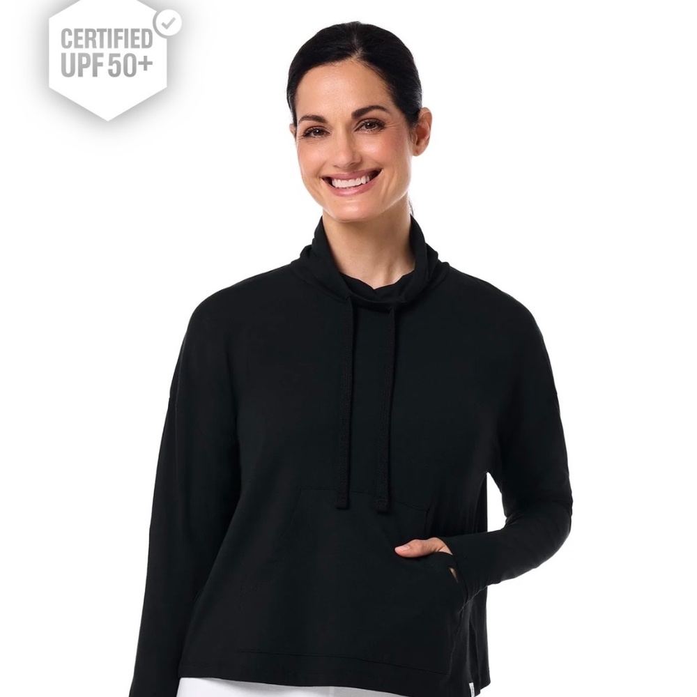 Coolibar Women's Black Long Sleeve UPF 50+ Pullover Hoodie